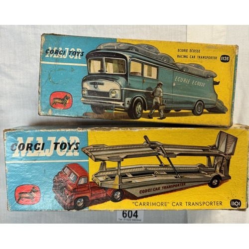 604 - Corgi Major 1126 ecurie eccose racing car transporter and 1101 carrimore car transporter