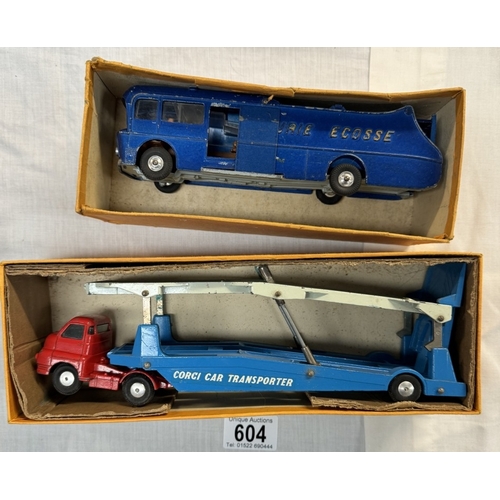 604 - Corgi Major 1126 ecurie eccose racing car transporter and 1101 carrimore car transporter