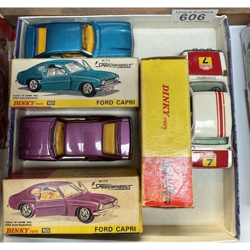 606 - 2 boxed Dinky 165 Ford Capri and 205 Lotus Cortina rally car