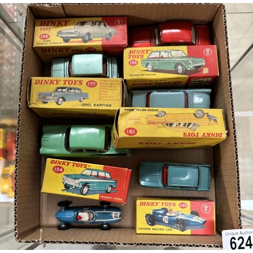 624 - 6 boxed Dinky including 134 Triumph Vitesse, 130 Ford Corsair, 177, 191, 138, 240