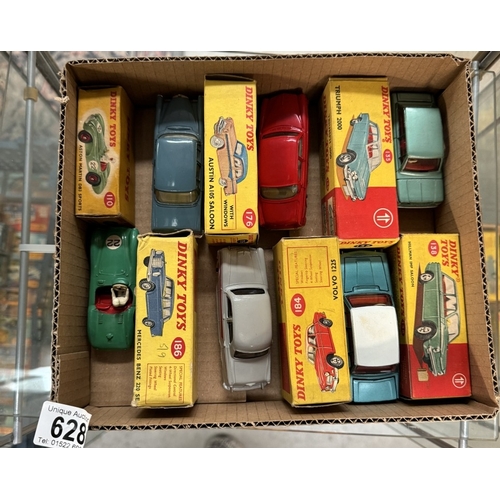 628 - 6 boxed Dinky including 186 Mercedes 110 Aston Martin, 176, 184, 135, 138