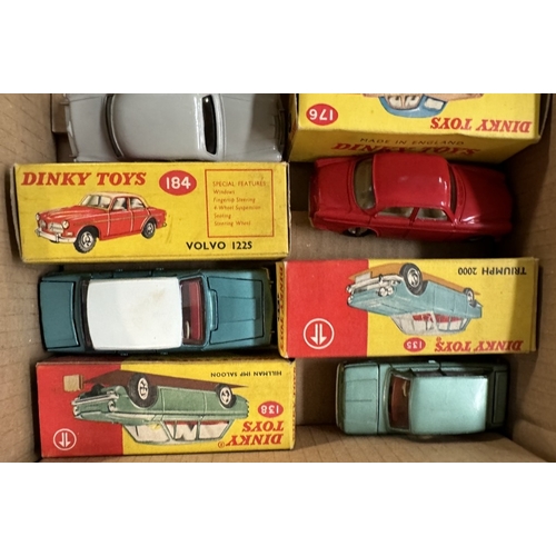 628 - 6 boxed Dinky including 186 Mercedes 110 Aston Martin, 176, 184, 135, 138