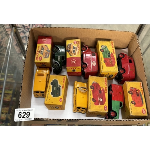 629 - 6 boxed Dinky small vans including 450 Trojan Esso 470 Austin A40 Shell 274 x 2 Mini van AA 260 and ... 