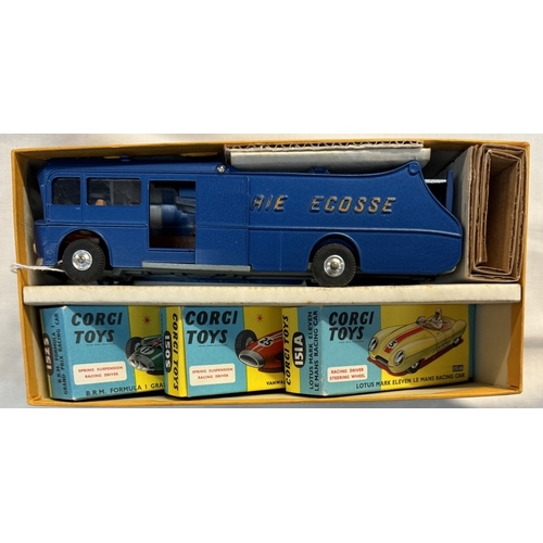 635 - A Corgi gift set no 16 Ecurie Ecosse racing car transporter & 3 racing cars