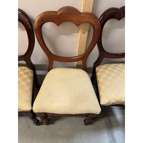 1694 - Set of 3 mahogany balloon back chairs & 1 other balloon back chair