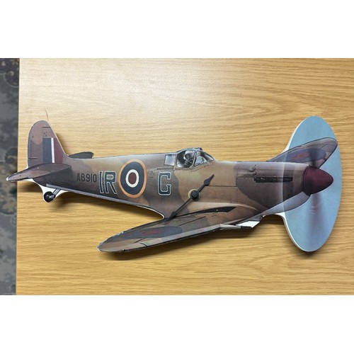 576 - A Leonardo collection silver dream Spitfire aircraft & A Spitfire clock