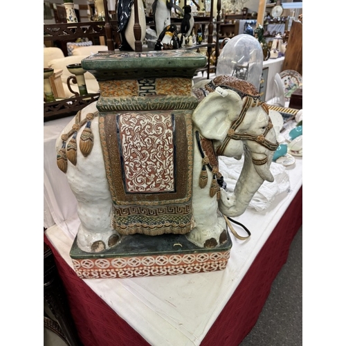 1498 - A late 19th/early 20th century ceramic elephant garden seat/pot stand