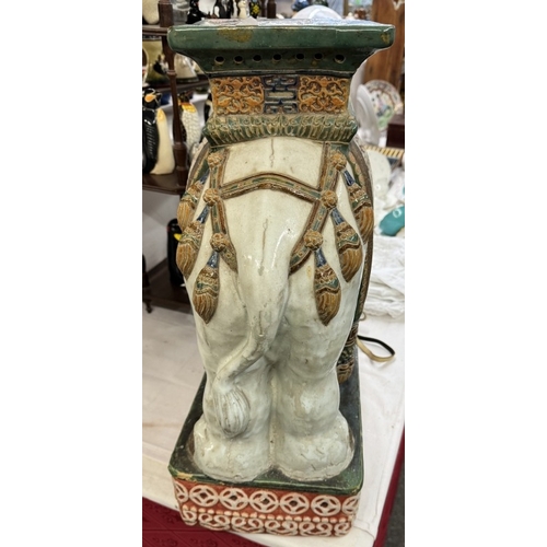 1498 - A late 19th/early 20th century ceramic elephant garden seat/pot stand