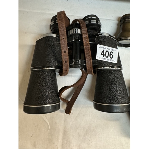 406 - A pair of Boots 10 x 50 binoculars, Vintage opera glasses & 1 other