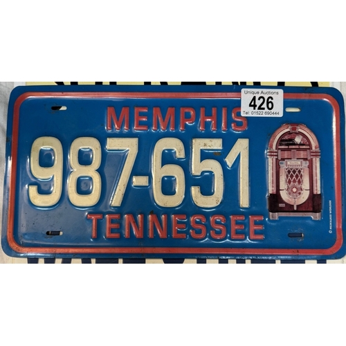 426 - 3 American number plate style metal wall signs