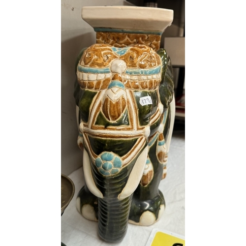 427 - A large pottery elephant garden stool / plant stand