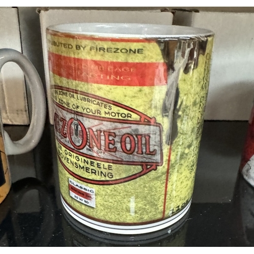 437 - 6 Petroliana themed mugs including Snap-on, Castrol & Champion spark plugs