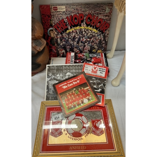 454 - A collection of Liverpool memorabilia including Mirror, photo of Bill Shankly, books, records etc