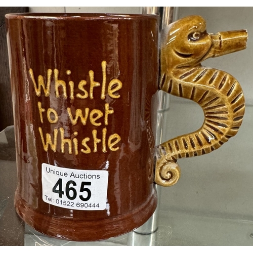 465 - A Dartmouth pottery whistle to wet whistle mug