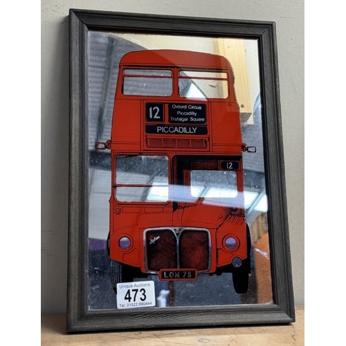 473 - A vintage mirror picture of a Routemaster London bus