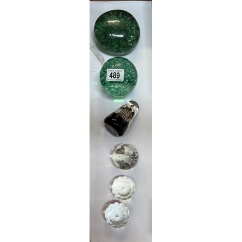 489 - A Victorian dump glass paper weight and others including Caithness, Nova etc