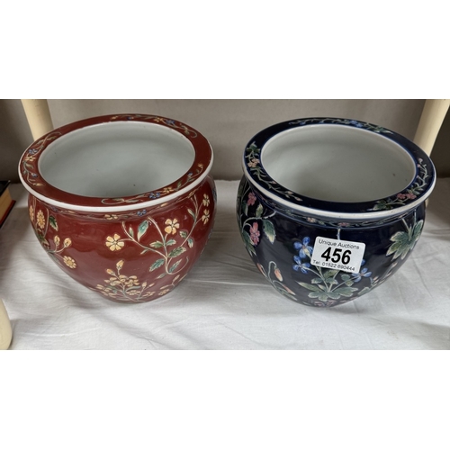 456 - 2 Oriental style plant pots