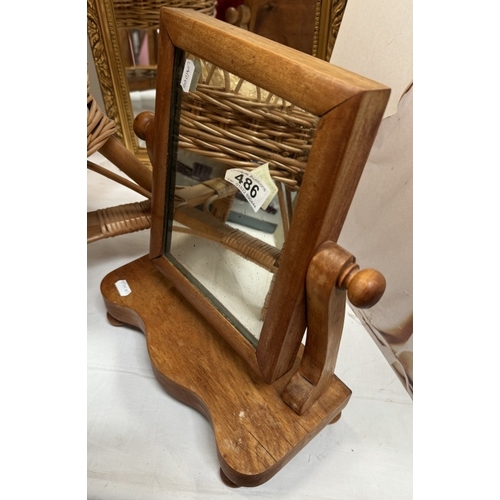 486 - A small pine mirror on stand