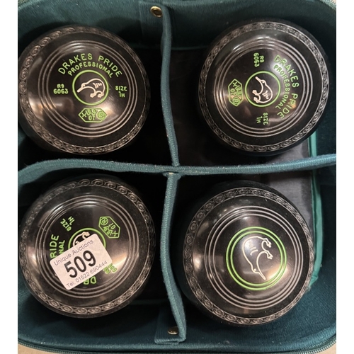 509 - A set of 4 Drakes Pride professional bowls in bag