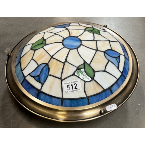 512 - A leaded glass tulip pattern uplighter lamp shade