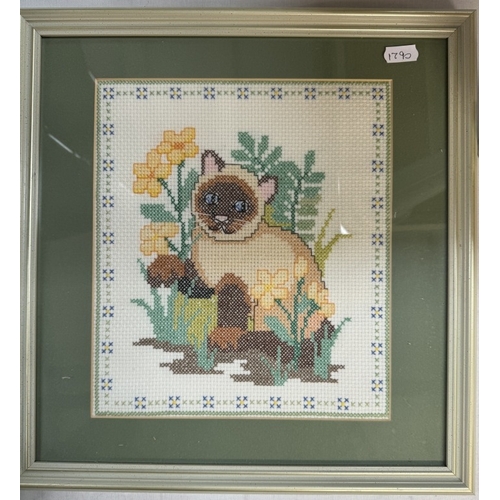 523 - 2 Framed & Glazed tapestries of cats