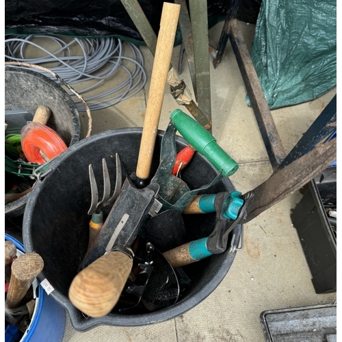 551 - 3 Buckets of various tools including gardening tools