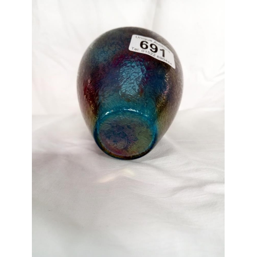 691 - An irridescent art glass vase height 13cm