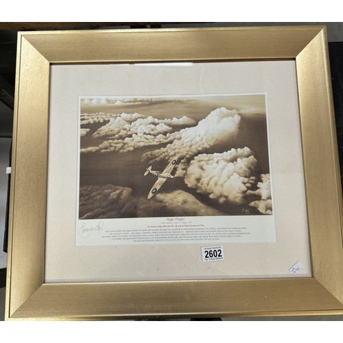 2602 - A signed print 'High Flight' of a military aircraft