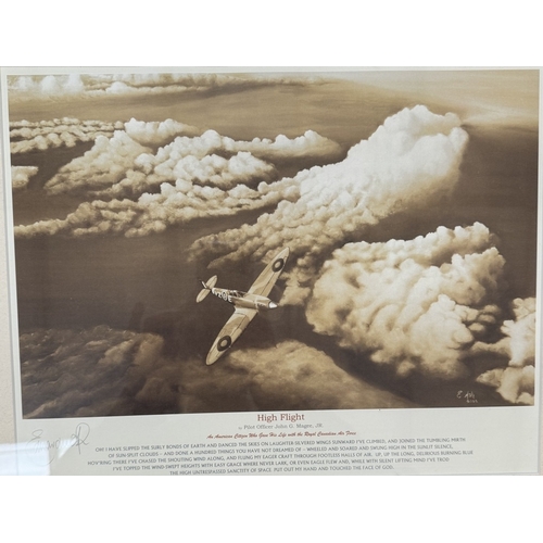 2602 - A signed print 'High Flight' of a military aircraft