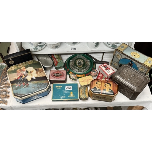 2625 - A quantity of vintage tin boxes etc