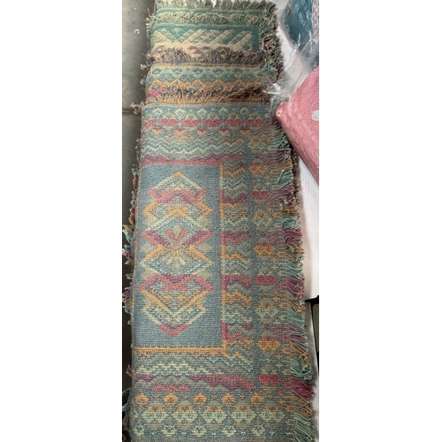 2627 - 4 Small doorstep rugs & 2 new Peace / Dove cushions