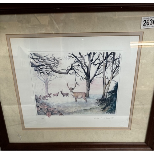 2636 - 2 Framed & glazed limited edition prints by Carole Anne Teasdale of a fox (47 / 300) & Deer (1/300).... 