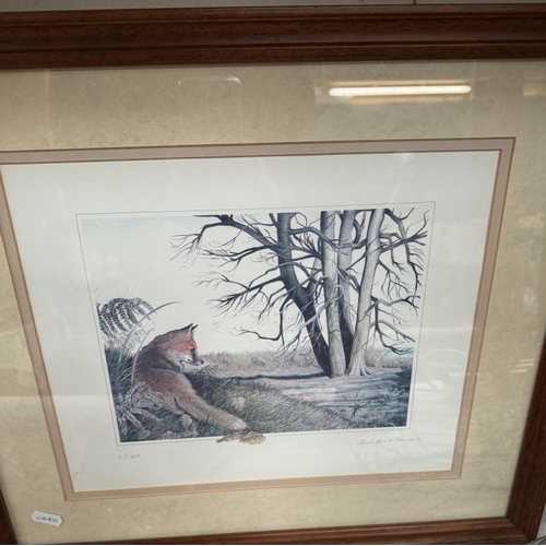 2636 - 2 Framed & glazed limited edition prints by Carole Anne Teasdale of a fox (47 / 300) & Deer (1/300).... 