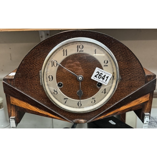 2641 - An inlaid art deco mantel clock