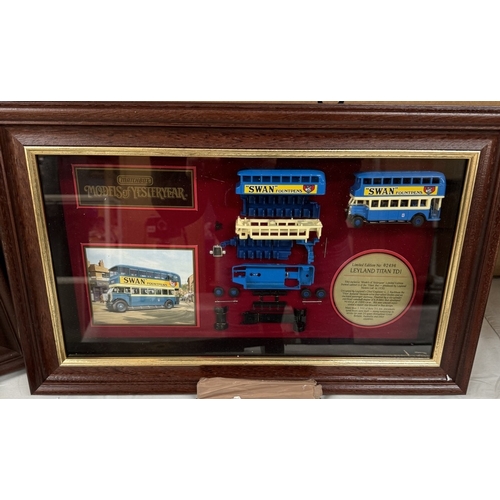 2650 - 2 framed & glazed car component display cabinets Leyland Titan TDI & Preston Tramcar