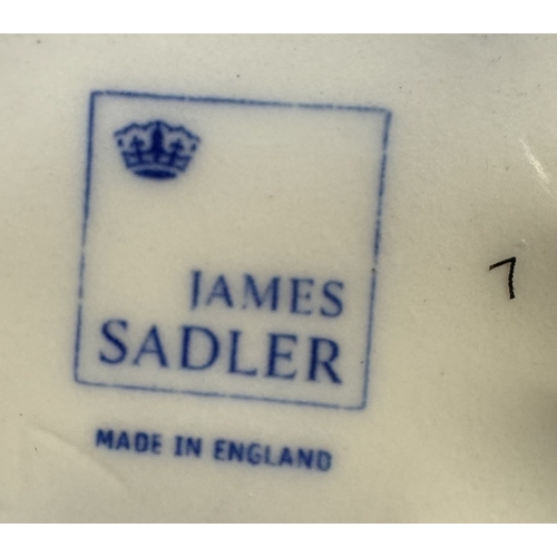 2656 - A James Sadler blue & white teapot, jug and sugar bowl