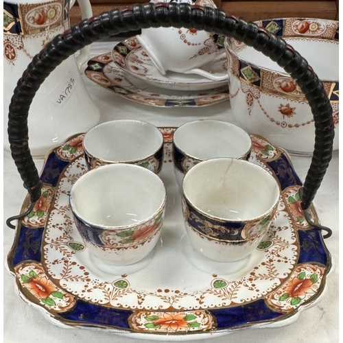 2660 - 5 English China trio tea sets with a jug, bowl & egg cup set