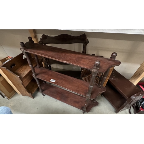 2685 - A set of arts & crafts oak wall shelves, Edwardian mahogany shelf & others in various sizes