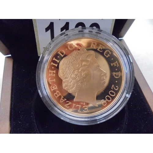 1139 - A cased 2009 Henry VIII £5 gold proof coin, 22 carat, 39.94 grams.