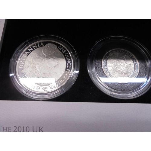 1145 - A cased 2010 Britannia four coin silver proof set.