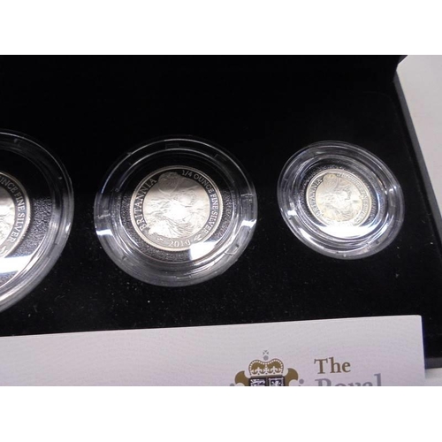 1145 - A cased 2010 Britannia four coin silver proof set.