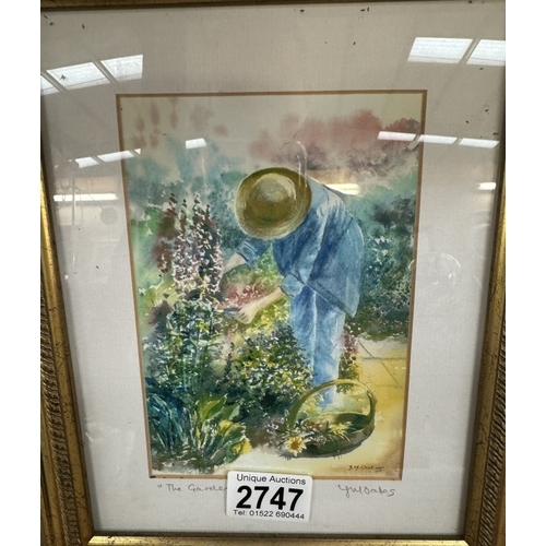 2747 - 3 framed & glazed prints, Bonsai tree, The Gardener & fox in snow