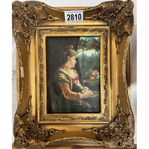 2810 - A gilt framed study of a lady (frame A/F)