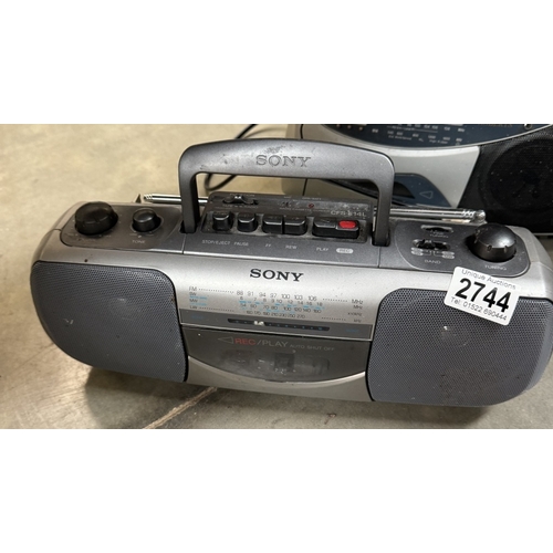 2744 - A Sony cassette/radio player & a Roberts cassette/radio player