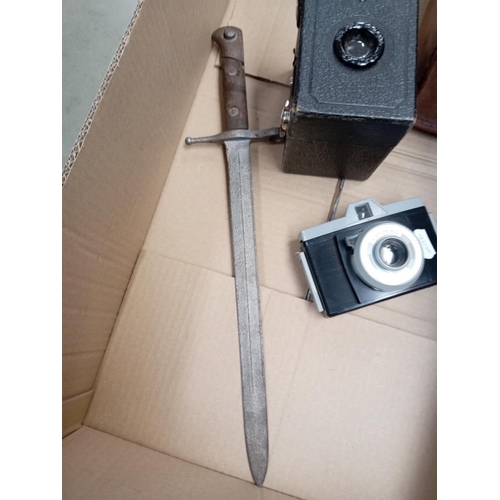 2892 - A Bayonet & vintage camera etc.