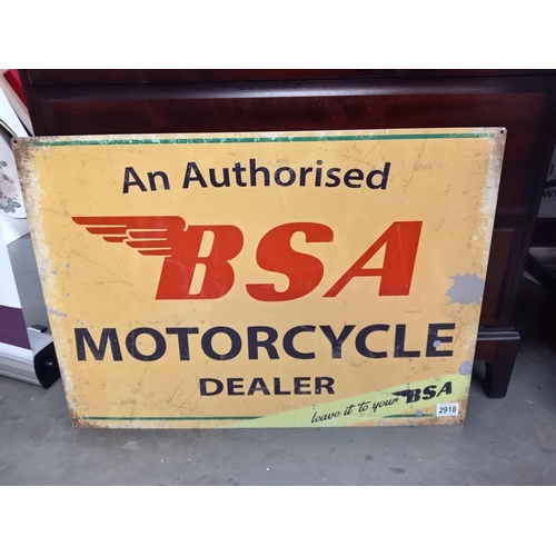 2918 - A large retro metal BSA motorcycle dealer sign