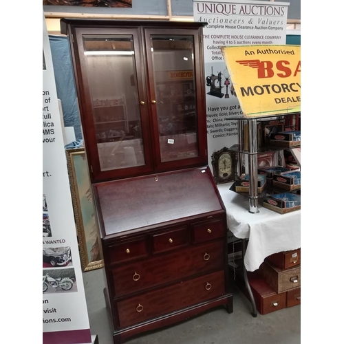 2920 - A mahogany bureau bookcase display cabinet