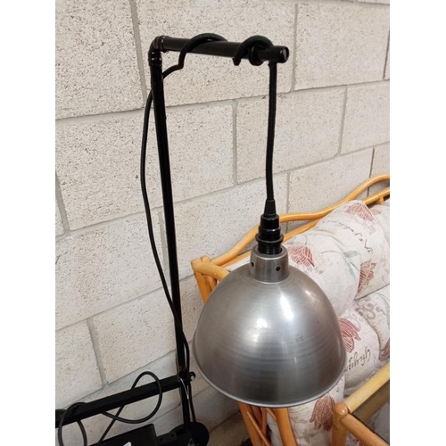 2924 - An industrial floor lamp made from a treadle fret saw