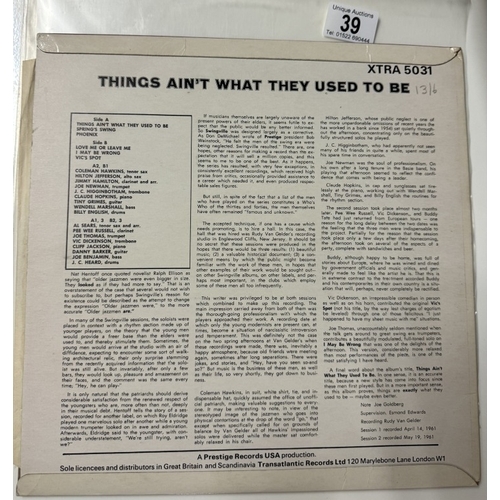 39 - Coleman Hawkins Things Aint What They Used To Be Jazz LP. Xtra label, Xtra 5031 Vinyl Nr Mint Cover ... 