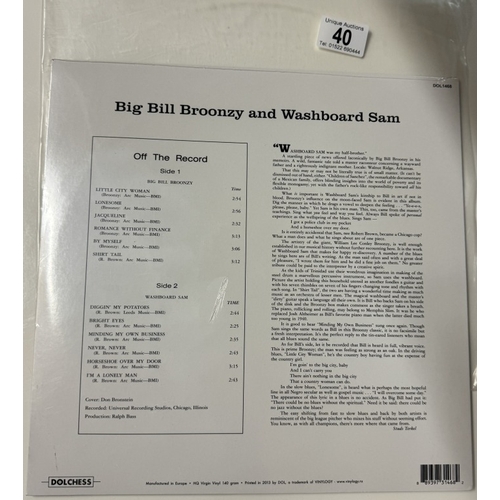 40 - Big Bill Broonzy And Washboard Sam Jazz LP. New / Still Sealed 2013. Vinyl Mint Cover Mint